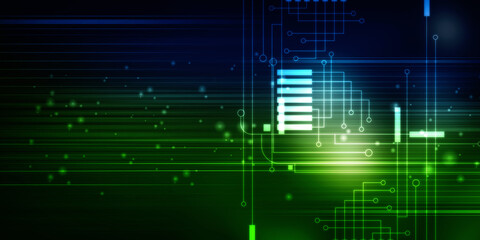 2d illustration Abstract futuristic electronic circuit technology background