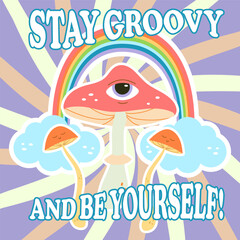 Groovy tshirt poster lettering, hippie, joy. Vector illustration