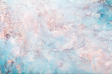 Light Blue and white, mint abstract oil painted background, brush texture with copy space for design