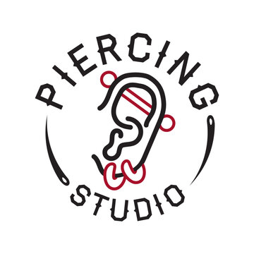 Vector set of logos studio piercing, pierced