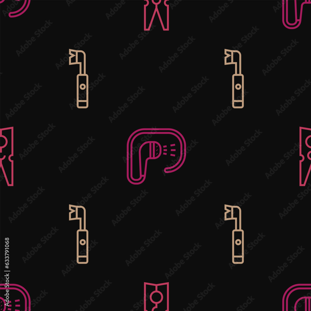 Canvas Prints Set line Clothes pin, Electric toothbrush and Shower on seamless pattern. Vector