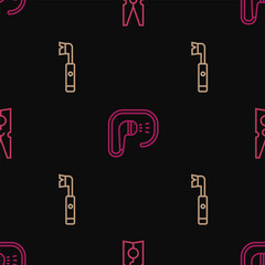 Set line Clothes pin, Electric toothbrush and Shower on seamless pattern. Vector