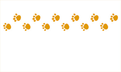 Dog or cat paw prints .Cute paw prints .Orange colored footprints .Step silhouette