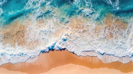 Foto op Plexiglas Aerial view of beautiful tropical beach with turquoise water. © vlntn