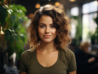 Confident young businesswoman standing in a modern office