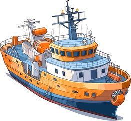 Fototapeta premium Research Vessel Ship illustration