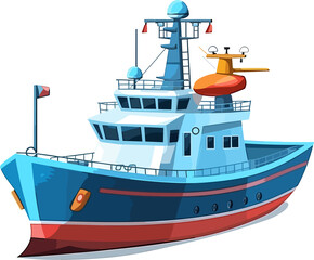 Fototapeta premium Research Vessel Ship illustration