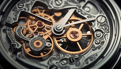 Intricate Gear Mechanism Within a Timepiece. Generative ai