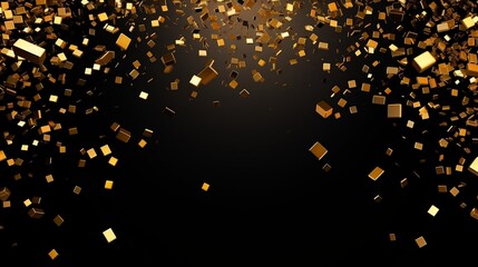 Gold confetti in abstract black background style - obrazy, fototapety, plakaty