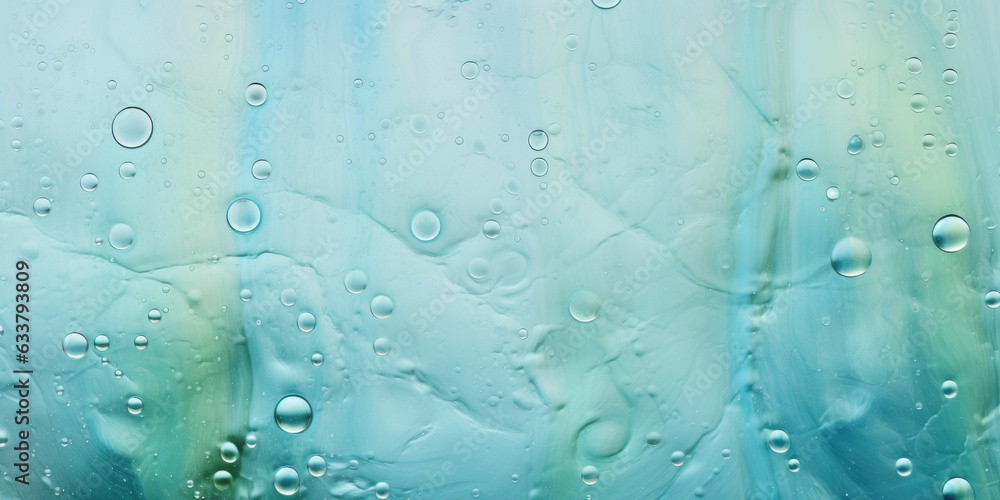 Poster a close up of water droplets on a window. abstract background with bubbles.