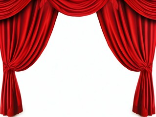 Red Theatre Curtain Displayed Isolated on White Background. Generative ai - obrazy, fototapety, plakaty
