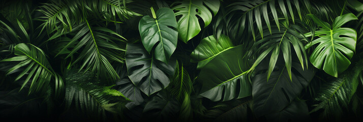 Fototapeta na wymiar abstract composition of tropical leaves, wallpaper. Generative Ai. 