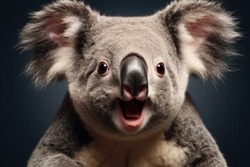 Naklejka premium Happy surprised koala with open mouth.