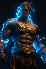 Zeus, the king of the Greek gods, stands upon Mount Olympus ready to hurl lightning bolts down upon the earth and mankind.