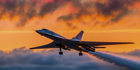 Fototapeta na wymiar Exterior view of Concorde airplane as representation of generic supersonic plane, symbol of the future of the passenger aviation - Generative AI