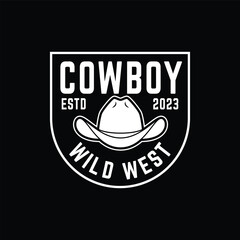 Vintage Western Cowboy Hat Logo. Template for sticker, t-shirt, badge or other business