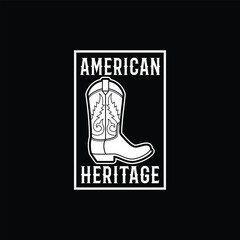 Vintage western boots. for t-shirts, badges, labels, stickers. vintage logo design illustration