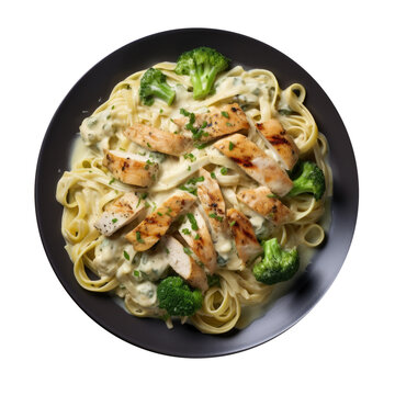Delicious Plate of Chicken Alfredo Isolated on a Transparent Background