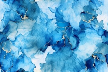 Blue alcohol ink background. Abstract delicate winter season texture. 