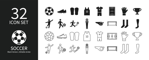 Icon set related to soccer