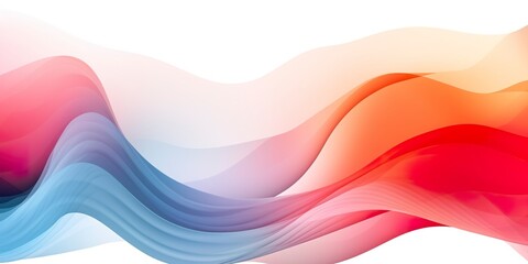 Colorful abstract wave lines that simulate a fluid horizontally on a white background, ideal for topics about technology, music, science and the digital world - obrazy, fototapety, plakaty