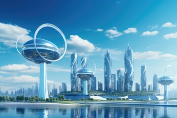 Futuristic environmentally friendly power plant of the future