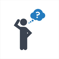 Person thinking about a question icon