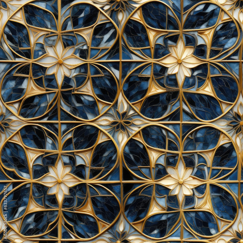 Poster a close up of a stained glass window. digital image. seamless pattern.