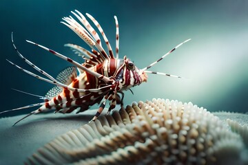 lion fish in aquarium  generated by AI tool