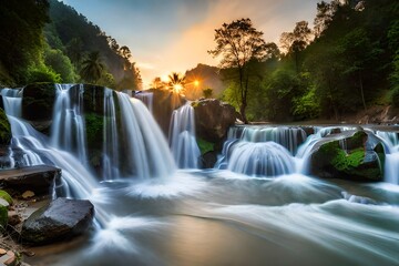 waterfall in autumn generated by AI tool