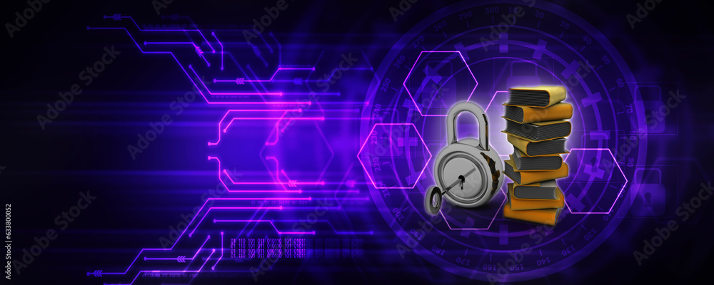 Poster 3d rendering folder protected lock