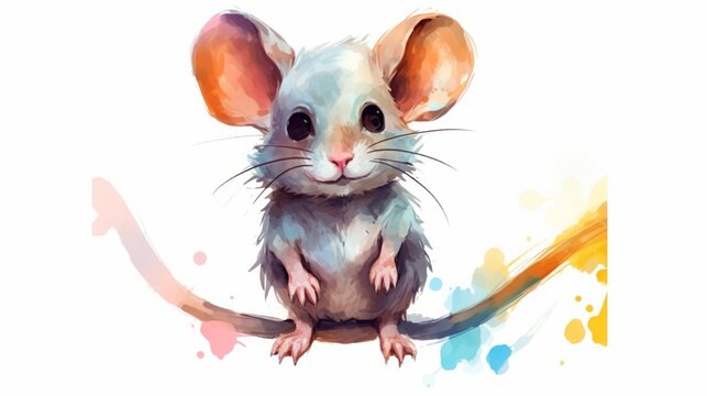 a sketch of a painted cute little mouse in the style.Generative AI