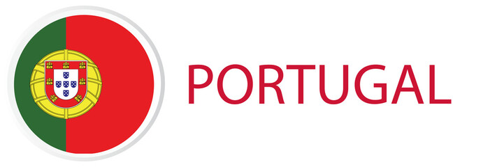 Obraz premium Portugal flag in web button, button icon.