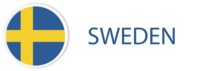 Sweden flag in web button, button icon.