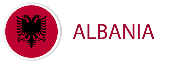 Albania flag in web button, button icon.