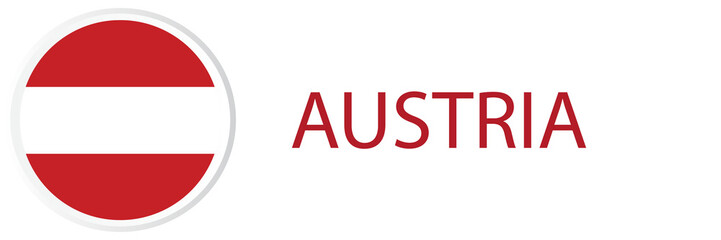 Austria flag in web button, button icon.