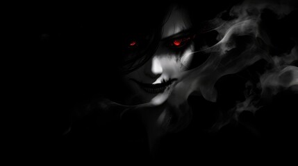 demon woman in halloween smoke