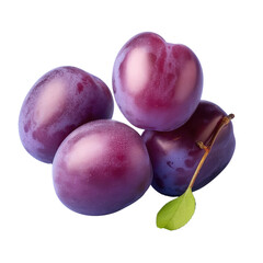 Fresh ripe plums on transparent surface