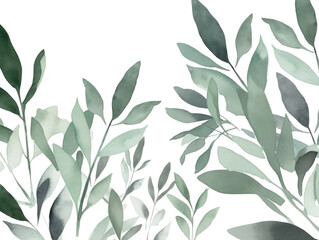 Ai Generated Art A Watercolor Painting of Different Leaves of Eucalyptus Against the White Background in Bright Pastel Colors