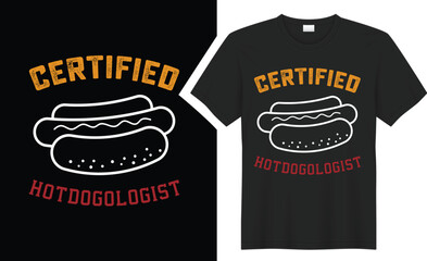 certified hotdogologist BBQ typography t-shirt design. 
