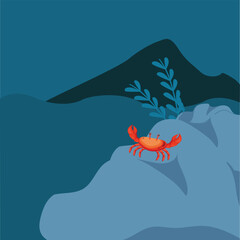 Vector view of sea and crabs.