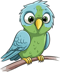 Cartoon Parakeet Illustration 