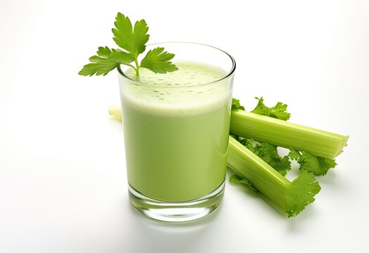 Celery Juice Isolated On White Background