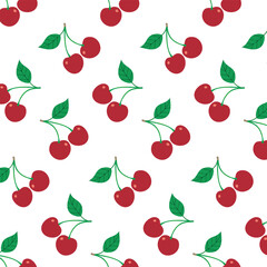 Seamless pattern with cherry, vector illustration.