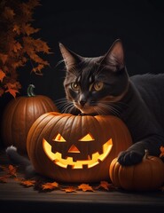 halloween pumpkin with bats