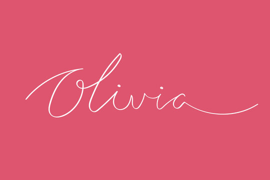 Female name Olivia. Girl&rsquo;s name Handwritten lettering calligraphy typescript. Vector art