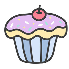 hand draw pastel seet dessert cupcake 