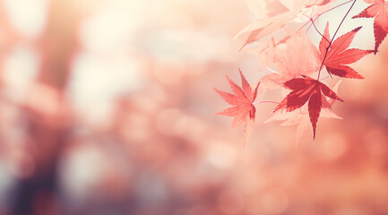 pink autumn leaves background, generative ai - obrazy, fototapety, plakaty