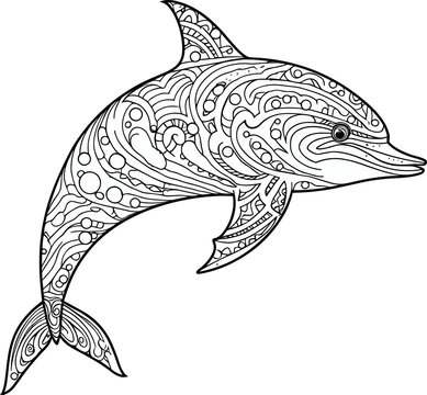 Dolphin outline design, Dolphin coloring design