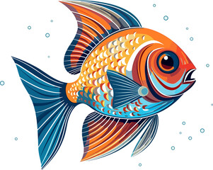fish Illustration on transparent background 